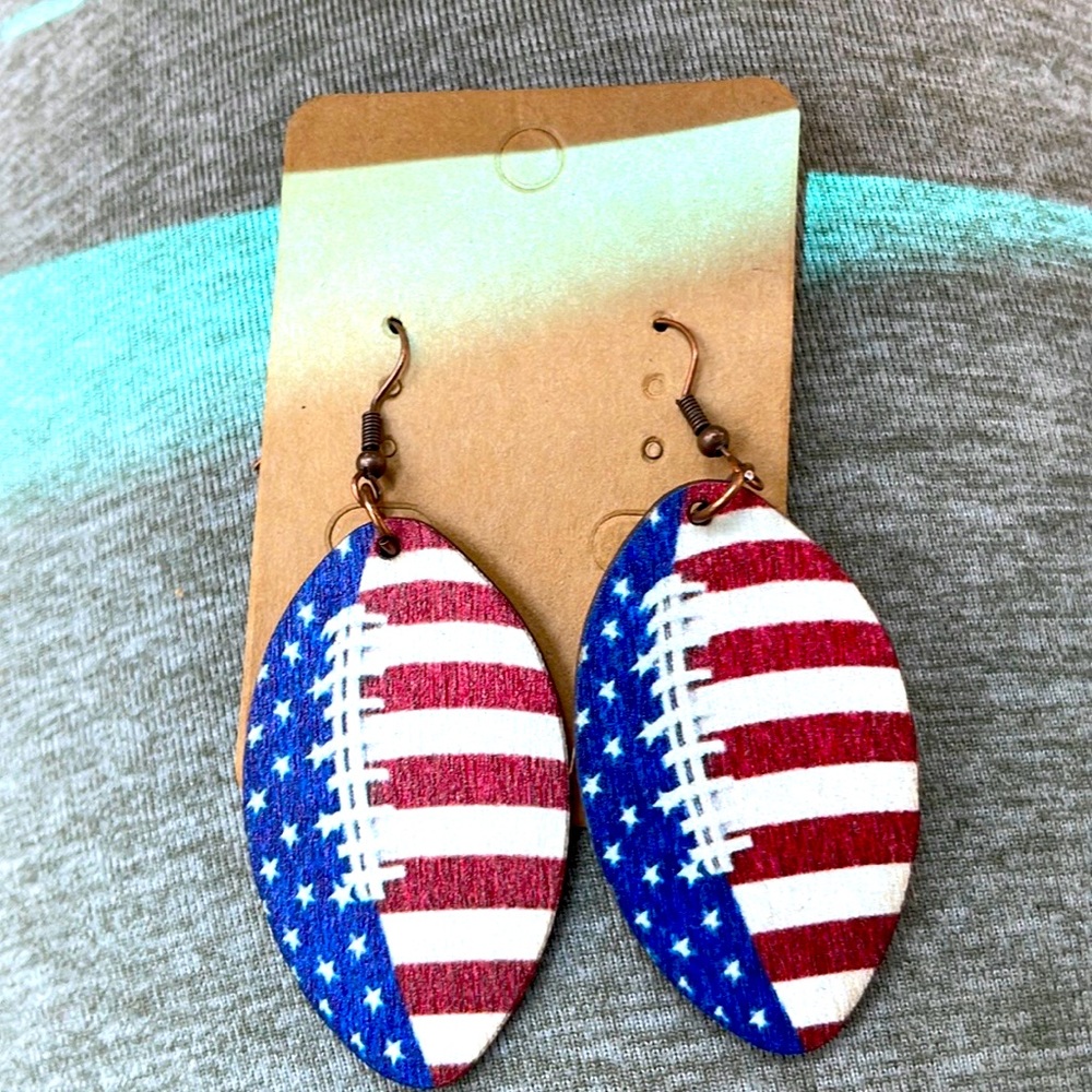 American flag football earrings
